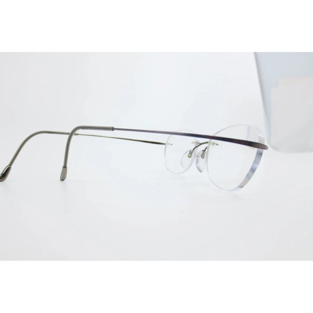 Silhouette Rimless Eyeglasses Oval Titanium Tone Metal Frame Austria 39917